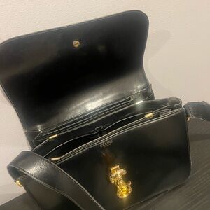 CELINE Paris Leather  Shoulder bag Black Vintage Old Celine